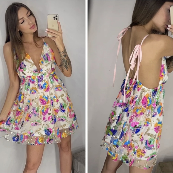 NWT Sexy Sequin Glitter Party Mini Dress S: Small & Medium - Picture 6 of 16